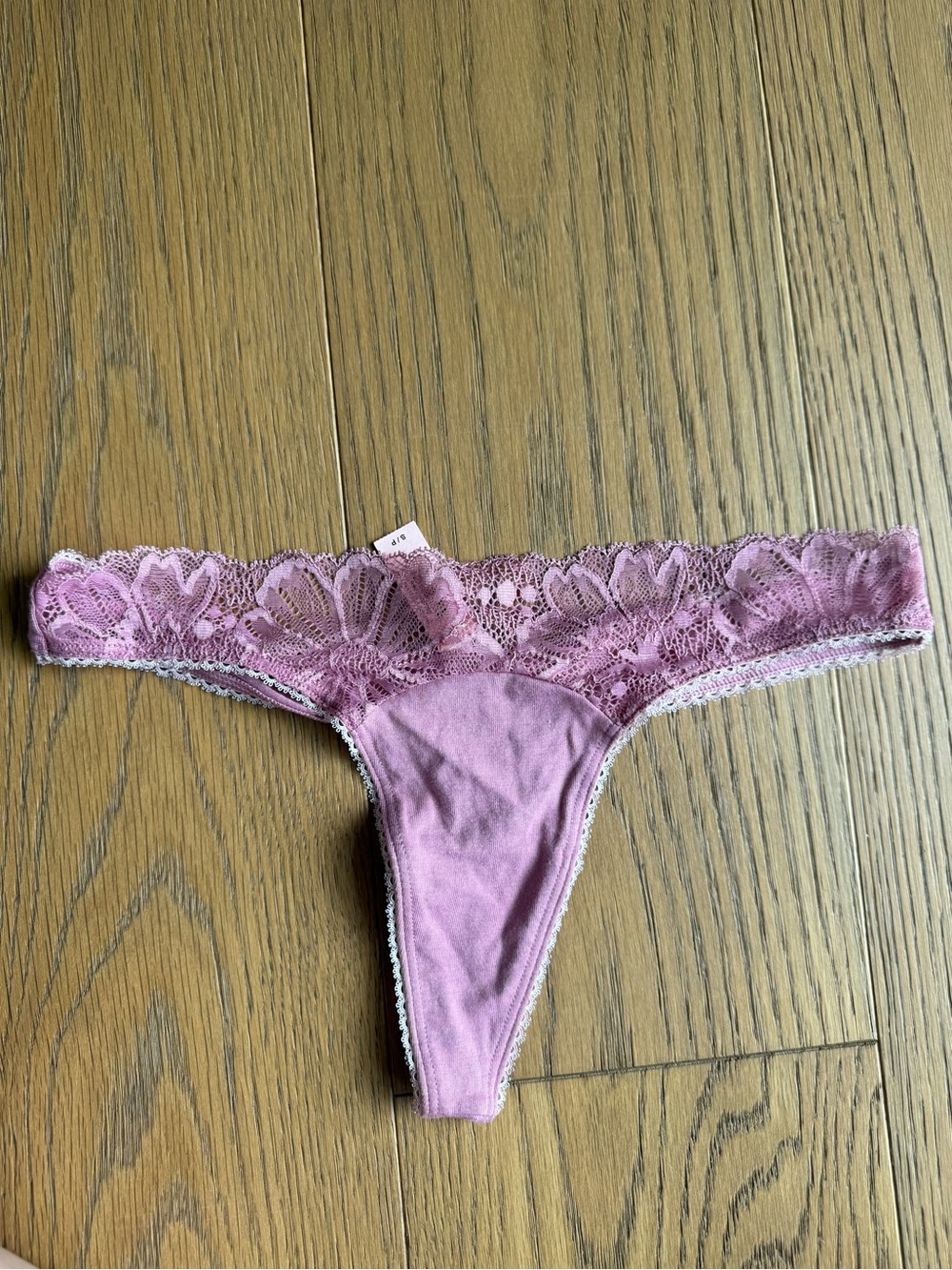 NWT Victoria's Secret Lace Trim Thong in Mauve Pink